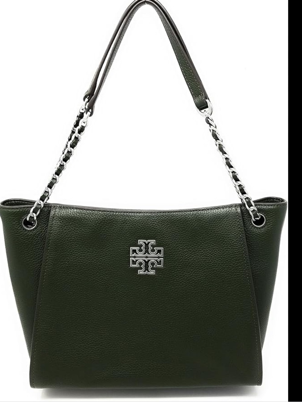 Tory Burch “Britten” Tote in olive/poblano green Pebbled Leather